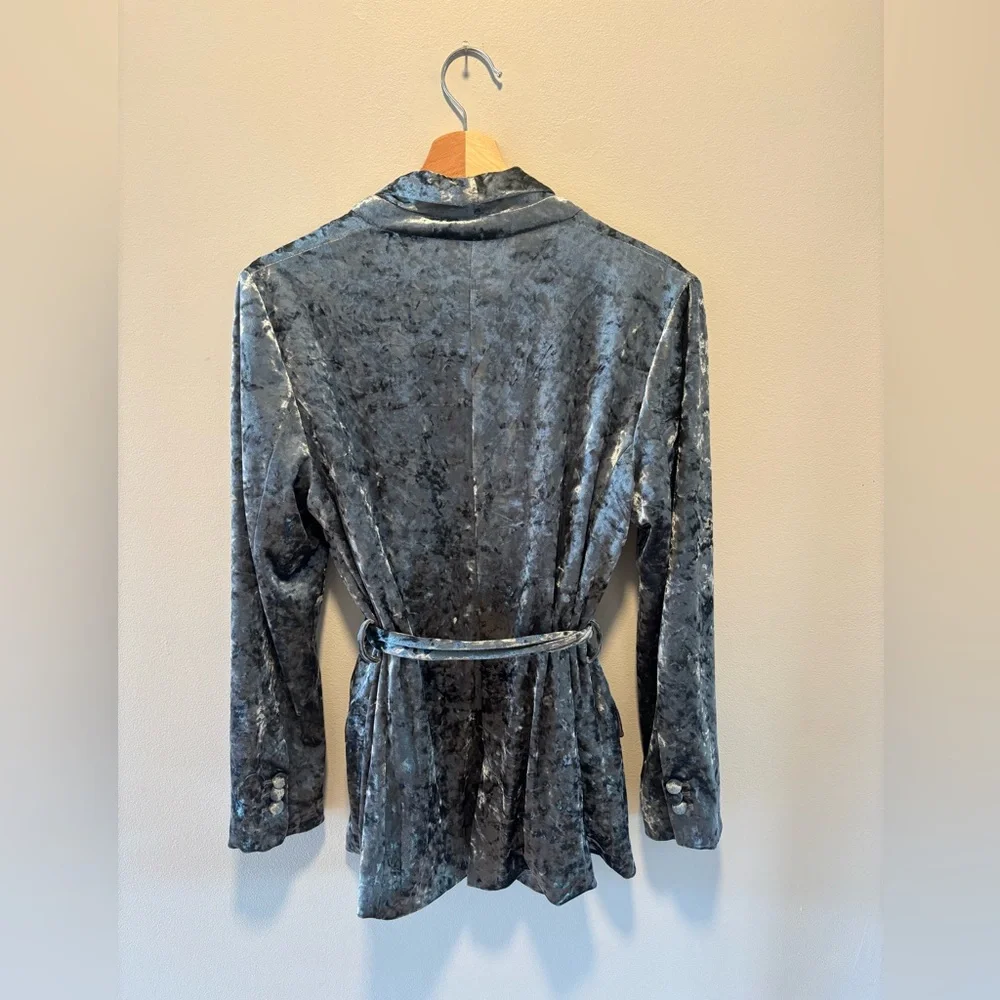 Zara Crushed Velvet Kimono Belted Blazer
